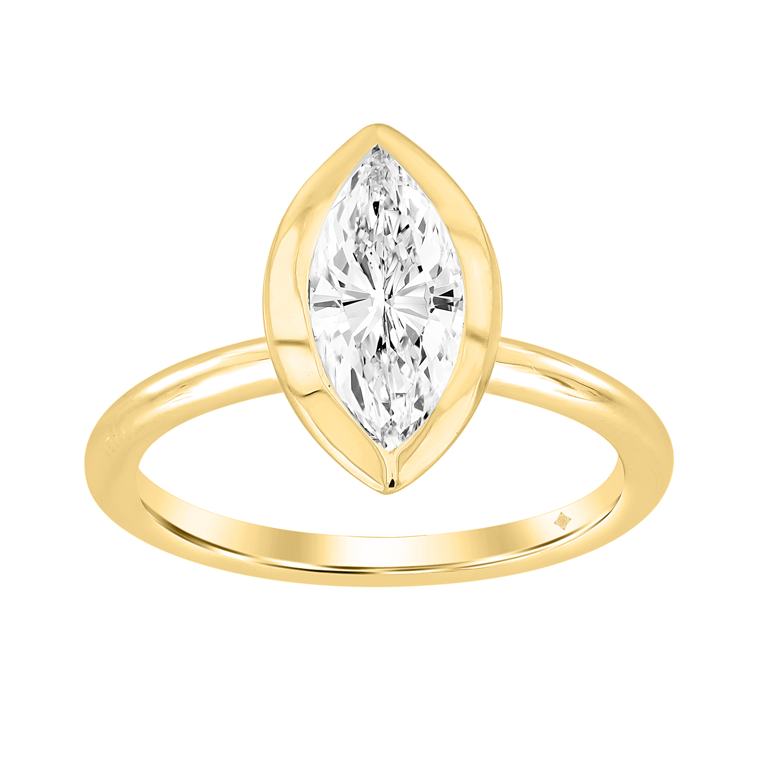 LADIES SOLITAIRE RING 3CT MARQUISE DIAMOND 14K YEL...