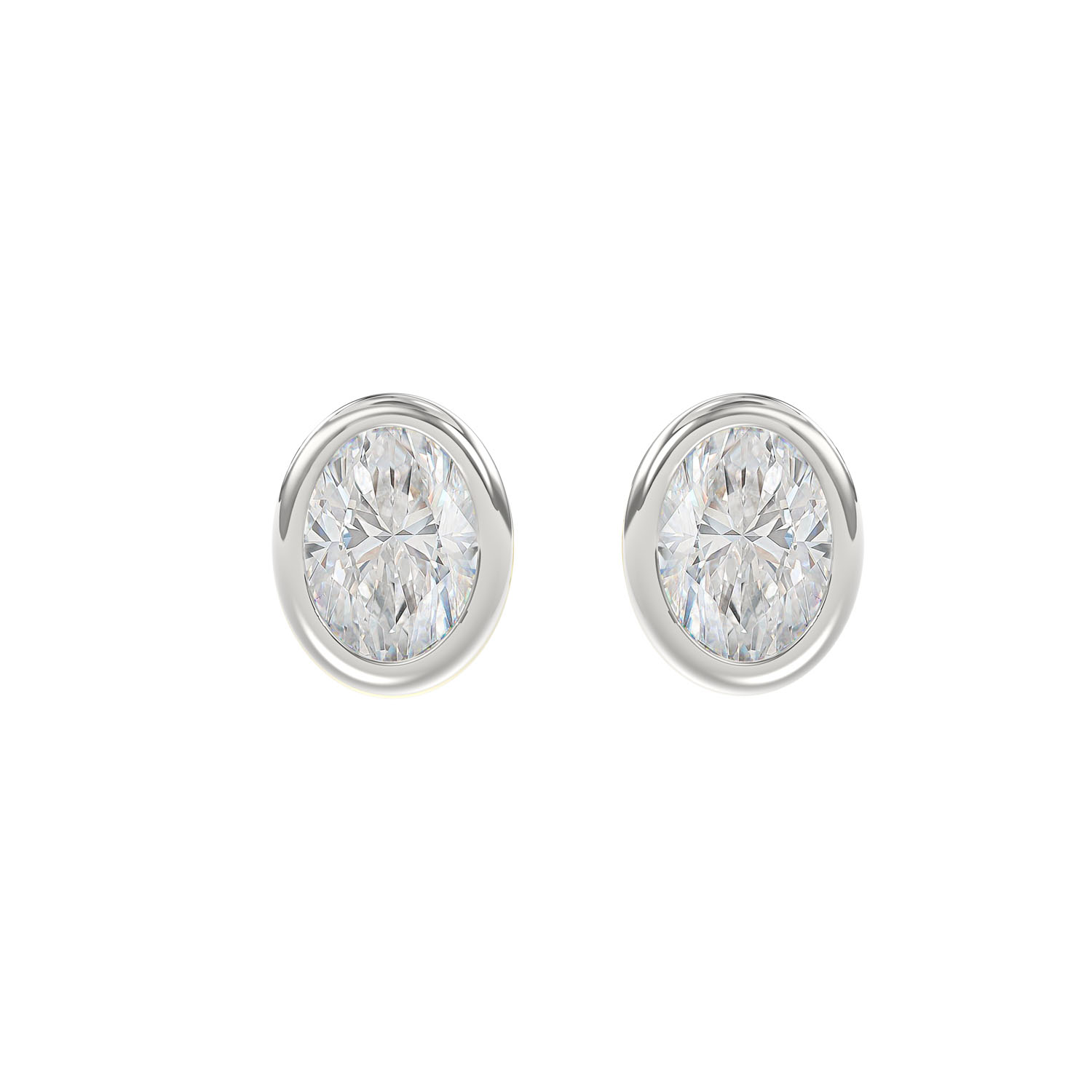 LADIES SOLITAIRE EARRINGS 2CT OVAL DIAMOND 14K WHI...