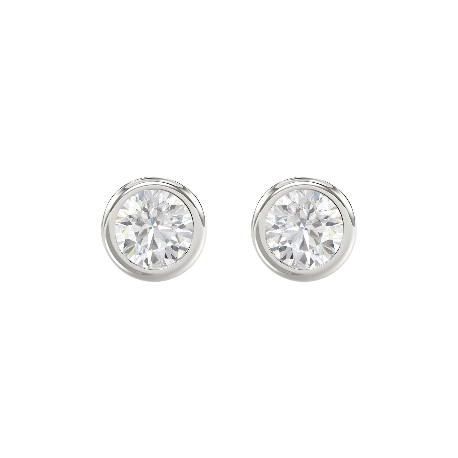 LADIES SOLITAIRE EARRINGS 2CT ROUND DIAMOND 14K WH...