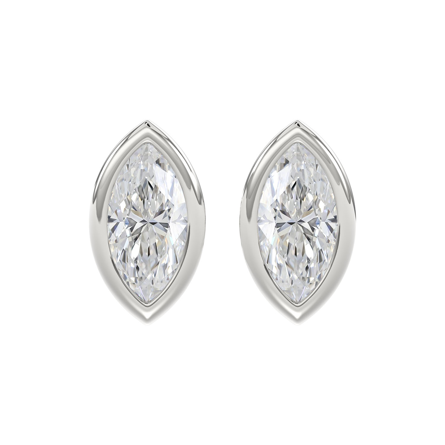 LADIES SOLITAIRE EARRINGS 2CT MARQUISE DIAMOND 14K...