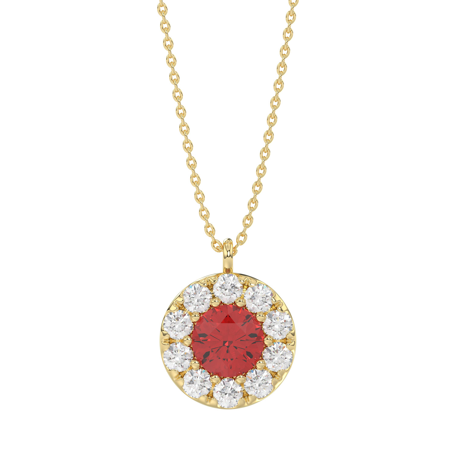 14K YELLOW GOLD 1.00CT ROUND/RUBY DIAMOND LADIES P...