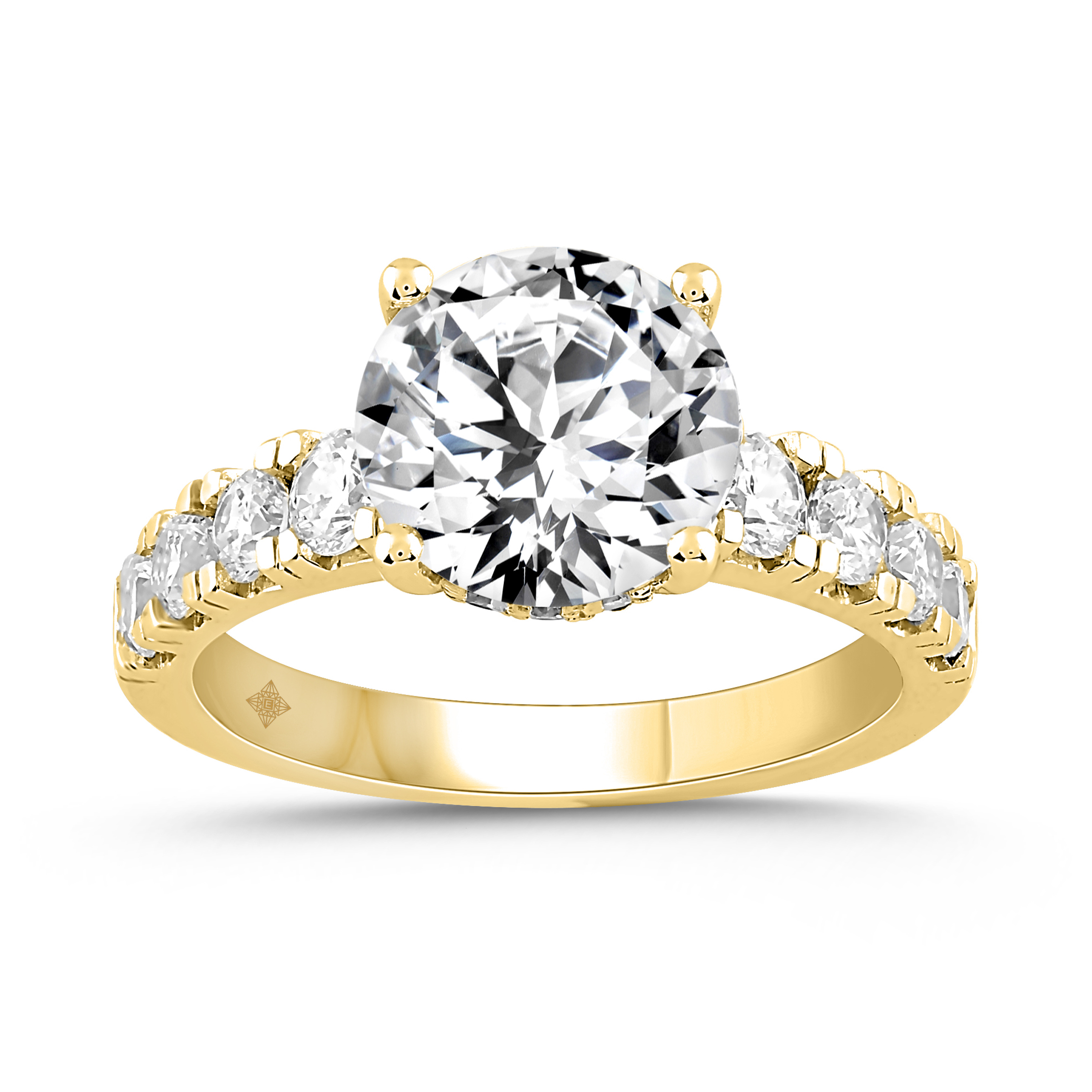 LADIES RING 4CT ROUND DIAMOND 14K YELLOW GOLD (CEN...