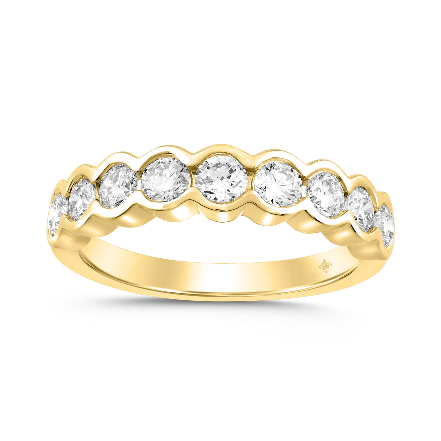 LADIES BAND 1CT ROUND DIAMOND 14K YELLOW GOLD...