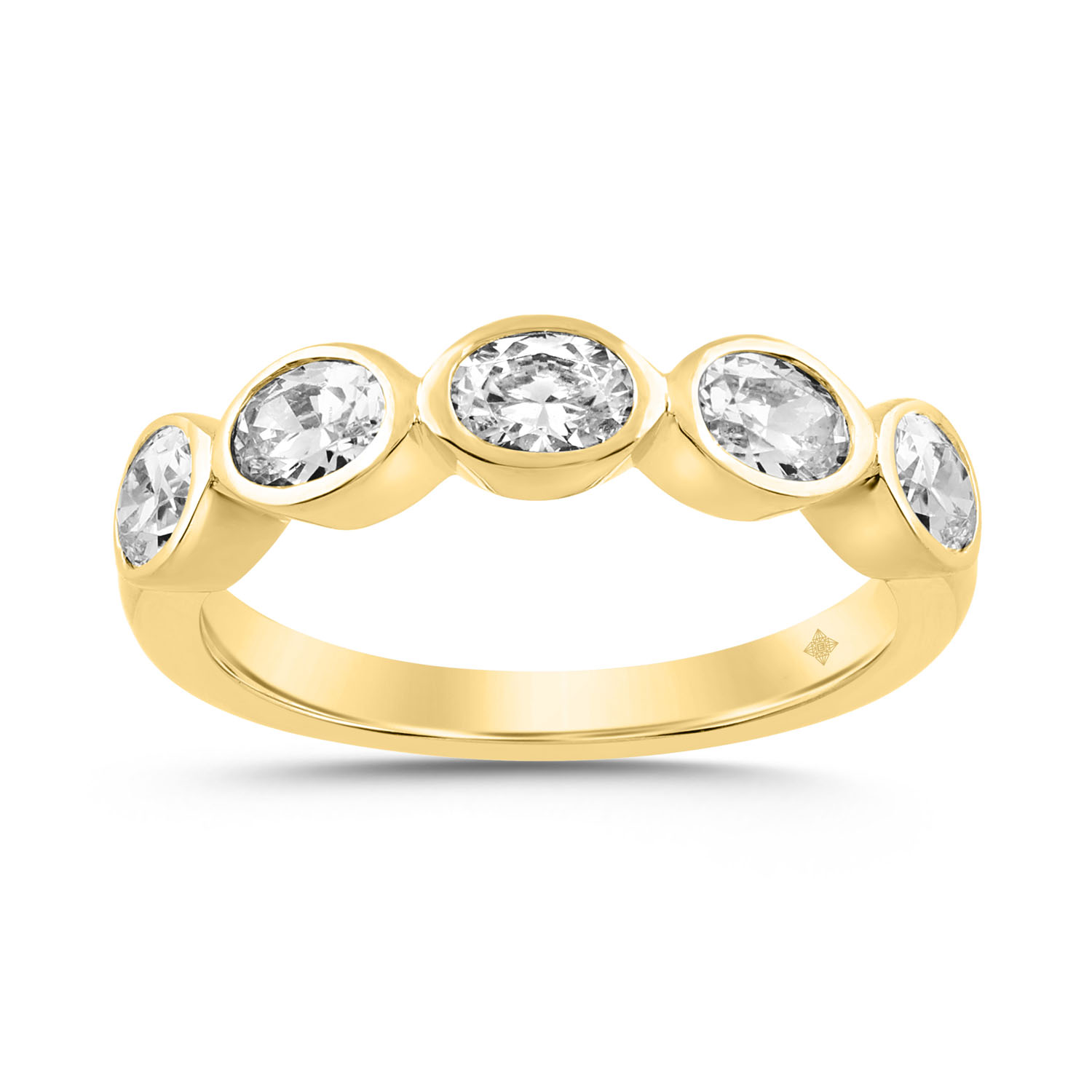 LADIES BAND 1CT OVAL DIAMOND 14K YELLOW GOLD...