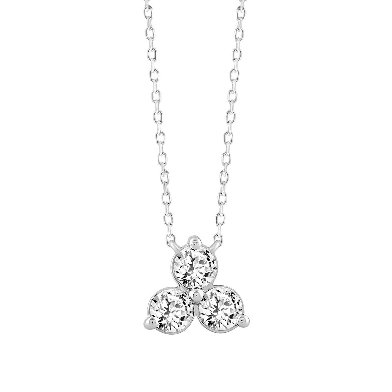 LADIES NECKLACE 1CT ROUND DIAMOND 14K WHITE GOLD W...