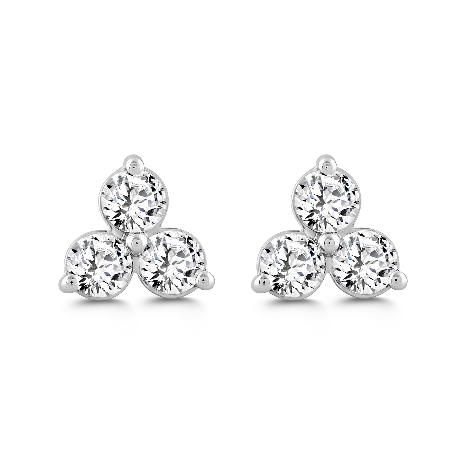 LADIES EARRINGS 1CT ROUND DIAMOND 14K WHITE GOLD ...