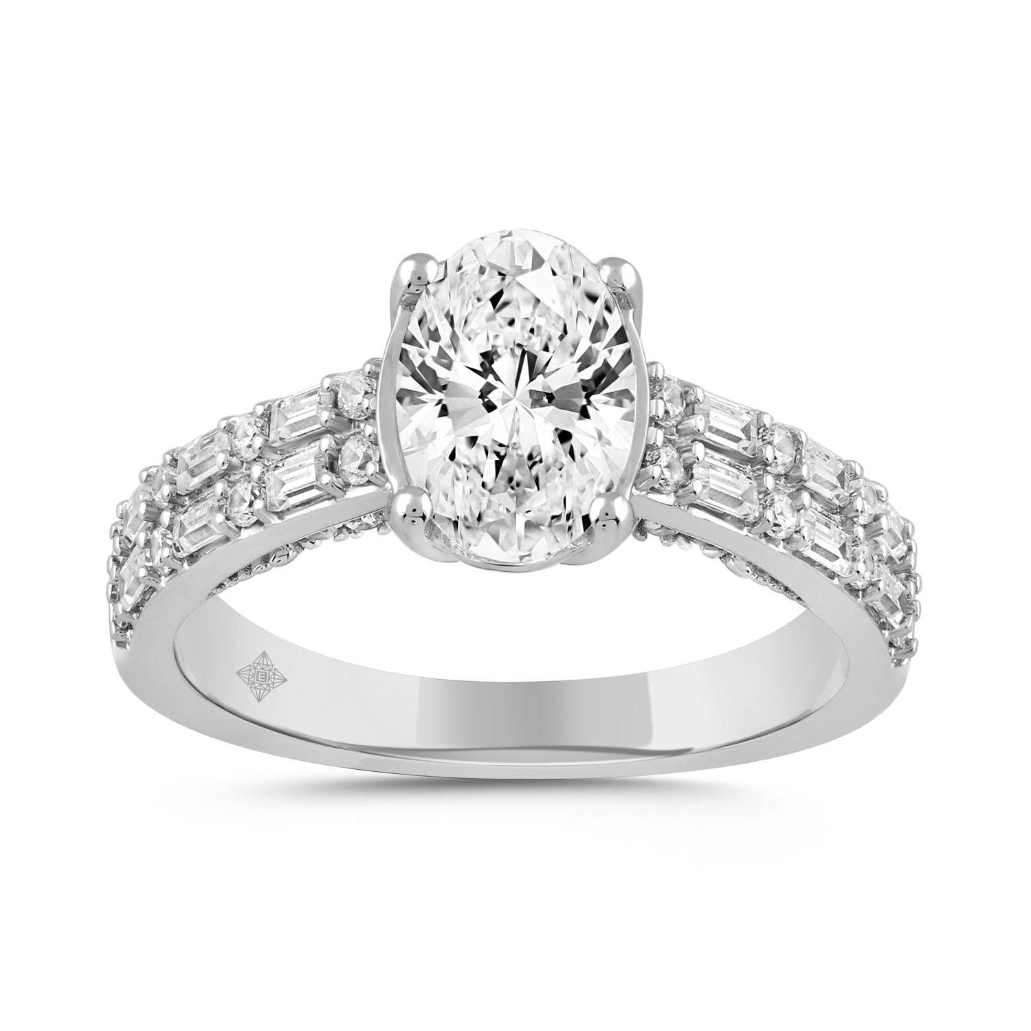 LADIES RING 2 1/2CT ROUND/BAGUETTE/OVAL DIAMOND 14...