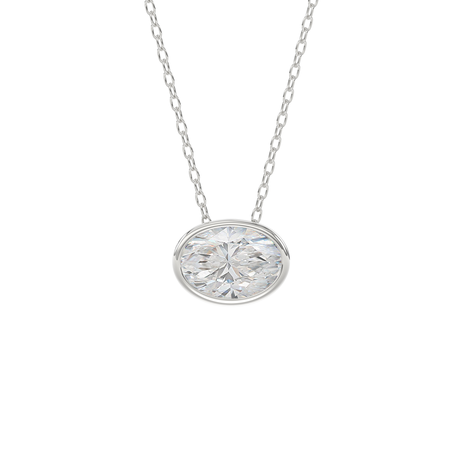 LADIES SOLITAIRE PENDANT 2CT OVAL DIAMOND 14K WHIT...