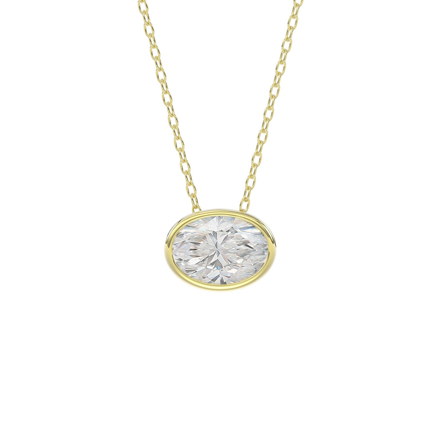 LADIES SOLITAIRE PENDANT 2CT OVAL DIAMOND 14K YELL...