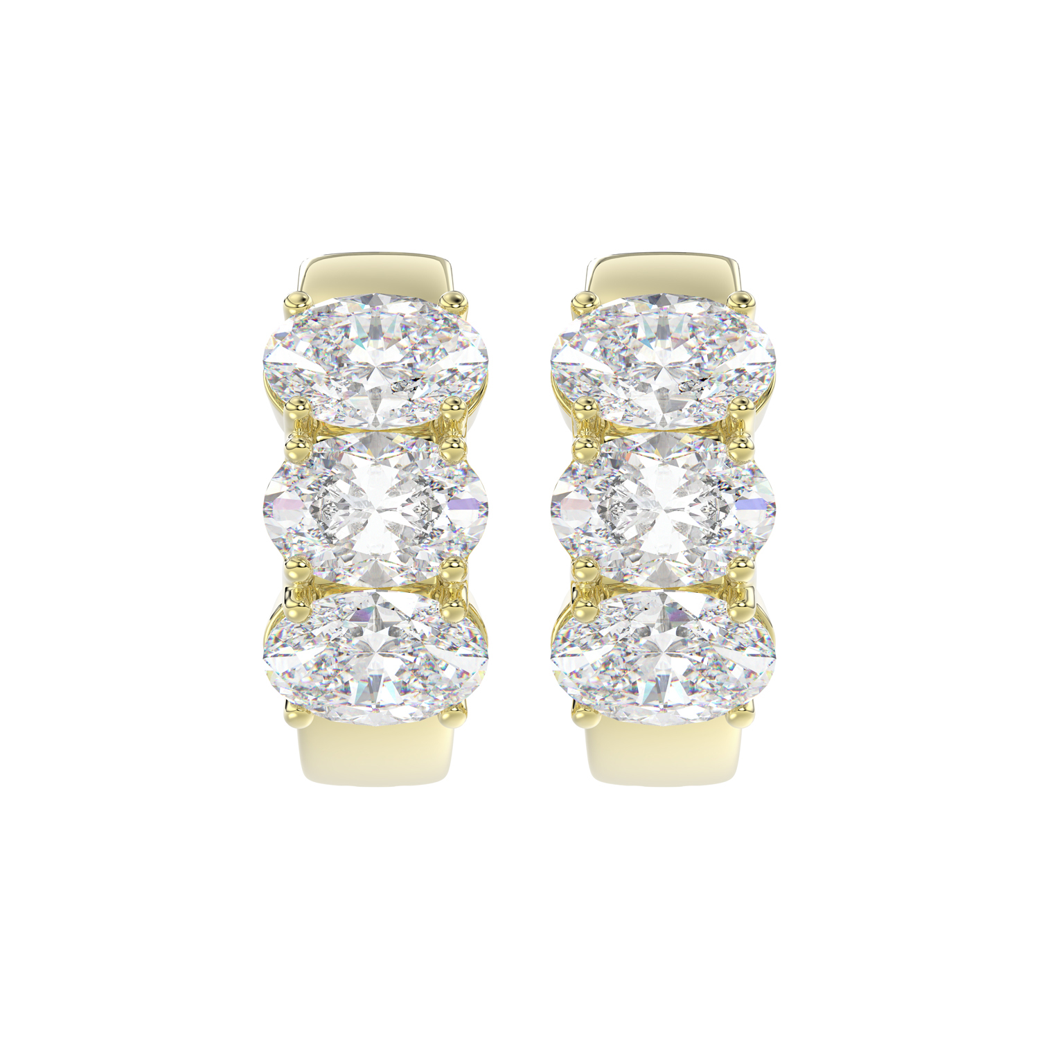 14K YELLOW GOLD 3.00CT OVAL DIAMOND LADIES HOOP EA...