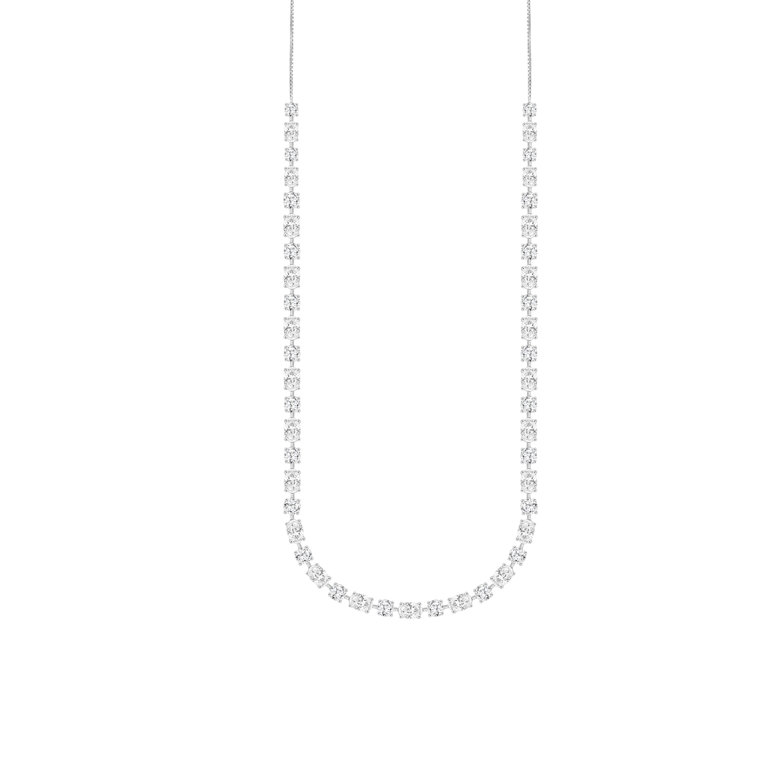 LADIES NECKLACE 20CT ROUND/OVAL DIAMOND 14K WHITE ...