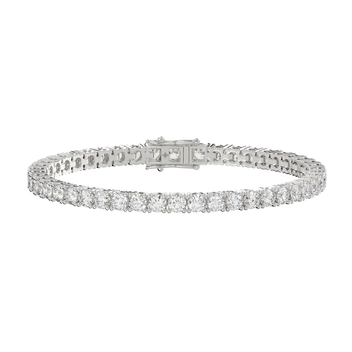 LADIES BRACELET 5CT ROUND DIAMOND 14K WHITE GOLD...