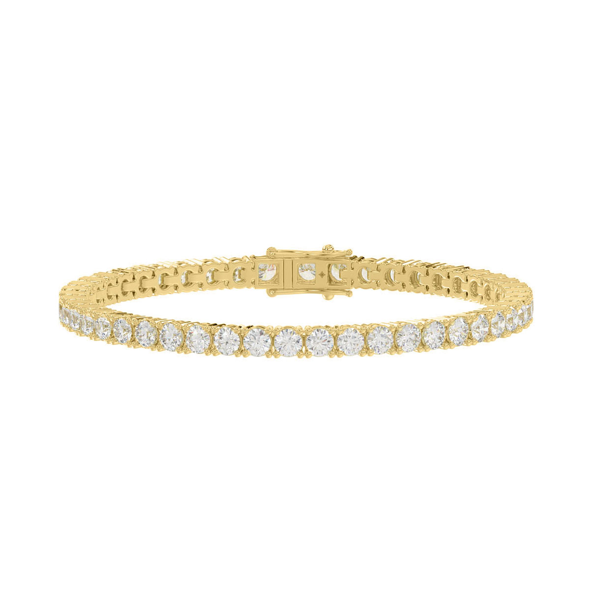 LADIES BRACELET 5CT ROUND DIAMOND 14K YELLOW GOLD...