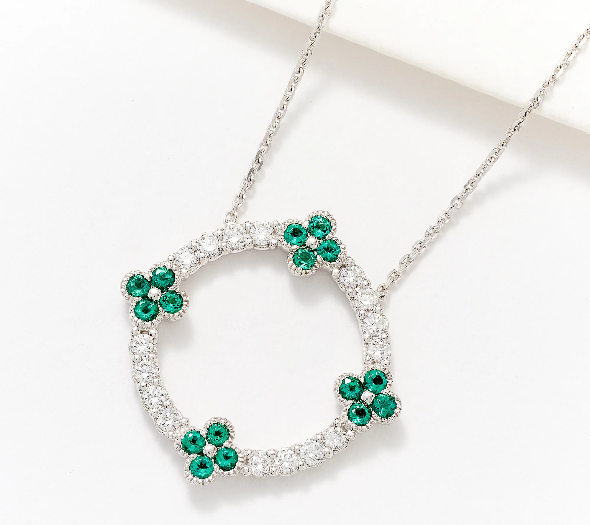 Fire Light Lab Grown Diamond x Ethos Diamond & Emerald .25cttw Necklace, 14K