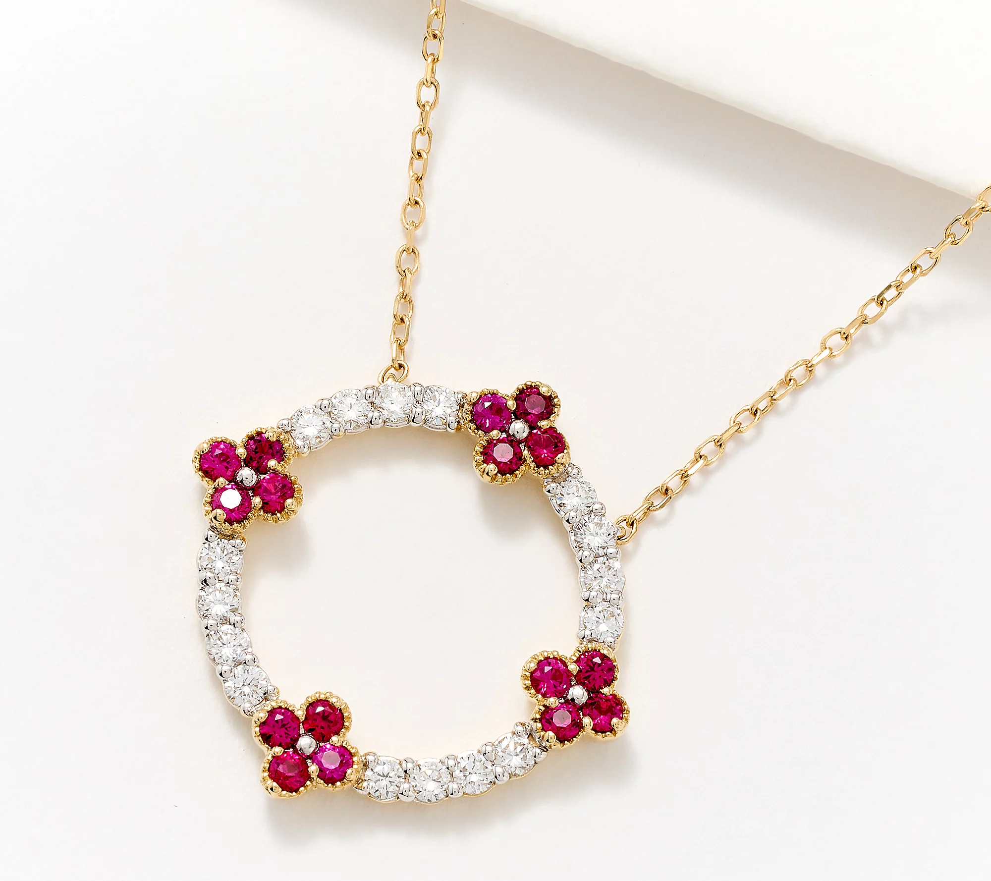 Fire Light Lab Grown Diamond x Ethos Diamond & Ruby .25cttw Necklace, 14K